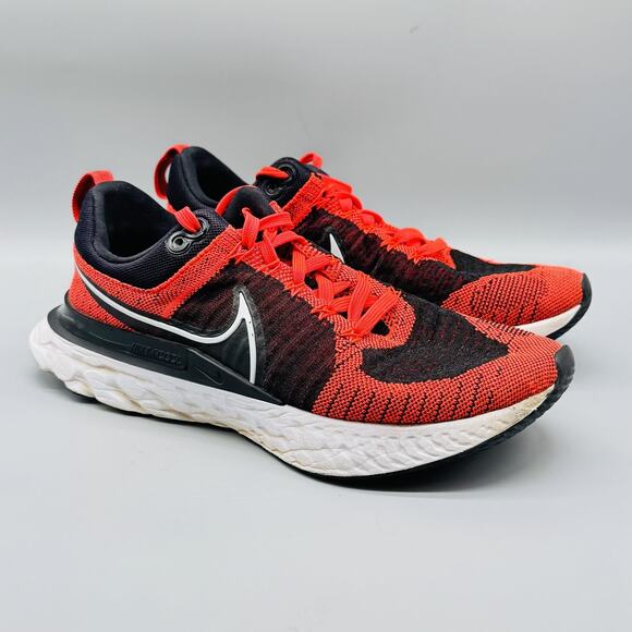 Nike Shoes Mens 9 Red Black React Infinity Flyknit Running Athletic Sneakers - Picture 2 of 13